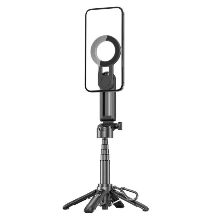 P15-C 2 In 1 Portable Magnetic Tripod Phone Holder Telescopic Selfie Stick with Keyring(Black) - Selfie Sticks by buy2fix | Online Shopping UK | buy2fix