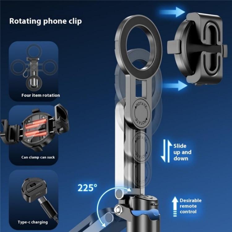 P15-C 2 In 1 Portable Magnetic Tripod Phone Holder Telescopic Selfie Stick with Keyring(White) - Selfie Sticks by buy2fix | Online Shopping UK | buy2fix