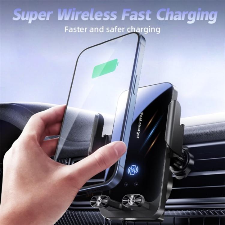SD05 With Retractable Type-C Cable Car Phone Holder Wireless Charging Mount - Car Charger by buy2fix | Online Shopping UK | buy2fix