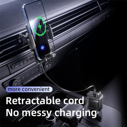 SD05 With Retractable Type-C Cable Car Phone Holder Wireless Charging Mount - Car Charger by buy2fix | Online Shopping UK | buy2fix