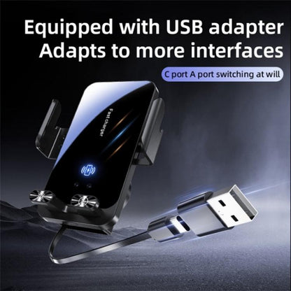 SD05 With Retractable Type-C Cable Car Phone Holder Wireless Charging Mount - Car Charger by buy2fix | Online Shopping UK | buy2fix