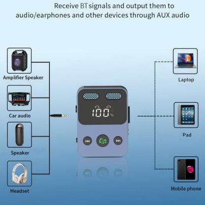BR17 Bass Boost 2 In 1 Digital Display Bluetooth-Compatible Receiver Transmitter Audio Adapter - Audio Receiver Transmitter by buy2fix | Online Shopping UK | buy2fix