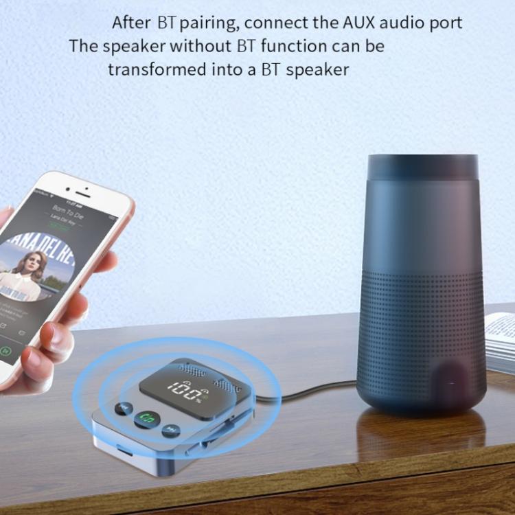 BR17 Bass Boost 2 In 1 Digital Display Bluetooth-Compatible Receiver Transmitter Audio Adapter - Audio Receiver Transmitter by buy2fix | Online Shopping UK | buy2fix