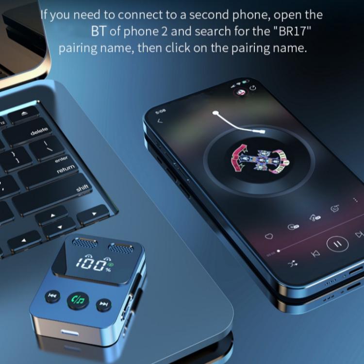 BR17 Bass Boost 2 In 1 Digital Display Bluetooth-Compatible Receiver Transmitter Audio Adapter - Audio Receiver Transmitter by buy2fix | Online Shopping UK | buy2fix