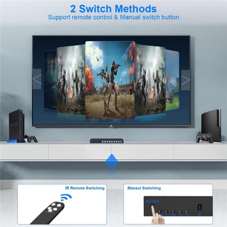 RCA 4 In 3 Out AV Audio Video Signal Composite Switcher AV Switch Splitter Box, Plug:US Plug - Splitter Adapter by buy2fix | Online Shopping UK | buy2fix