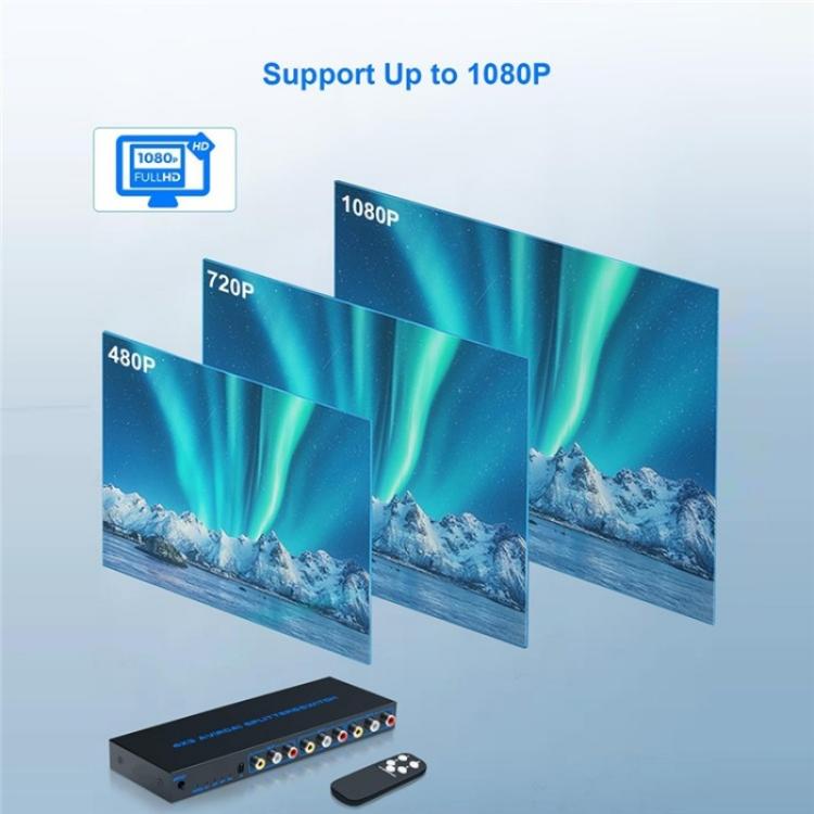 RCA 4 In 3 Out AV Audio Video Signal Composite Switcher AV Switch Splitter Box, Plug:EU Plug - Splitter Adapter by buy2fix | Online Shopping UK | buy2fix