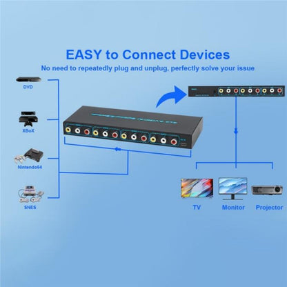 RCA 4 In 3 Out AV Audio Video Signal Composite Switcher AV Switch Splitter Box, Plug:US Plug - Splitter Adapter by buy2fix | Online Shopping UK | buy2fix