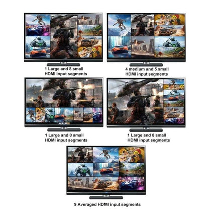 JQF1  9 in 1 Out Switch Adapter Screen Splitter 4K HDMI Multi Viewer Switcher, Plug:US Plug - Splitter by buy2fix | Online Shopping UK | buy2fix