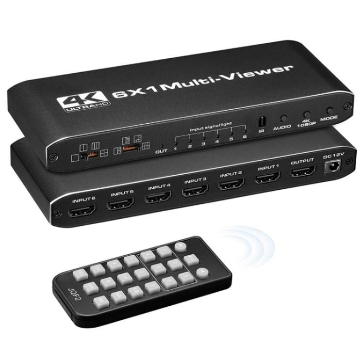 JQF2 4K Seamless Switcher Screen Splitter Multiple Display Modes 6 in 1 Out HDMI Multiviewer, Plug:EU Plug - Splitter by buy2fix | Online Shopping UK | buy2fix