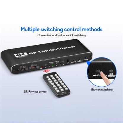 JQF2 4K Seamless Switcher Screen Splitter Multiple Display Modes 6 in 1 Out HDMI Multiviewer, Plug:EU Plug - Splitter by buy2fix | Online Shopping UK | buy2fix