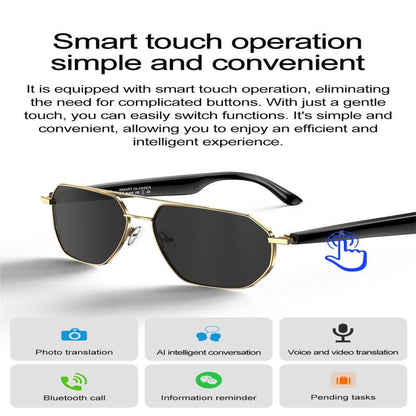 W100C Smart Glasses, Support AI Conversation / AI Intelligent Translation / Bluetooth Call(Black) - Smart Glasses by buy2fix | Online Shopping UK | buy2fix