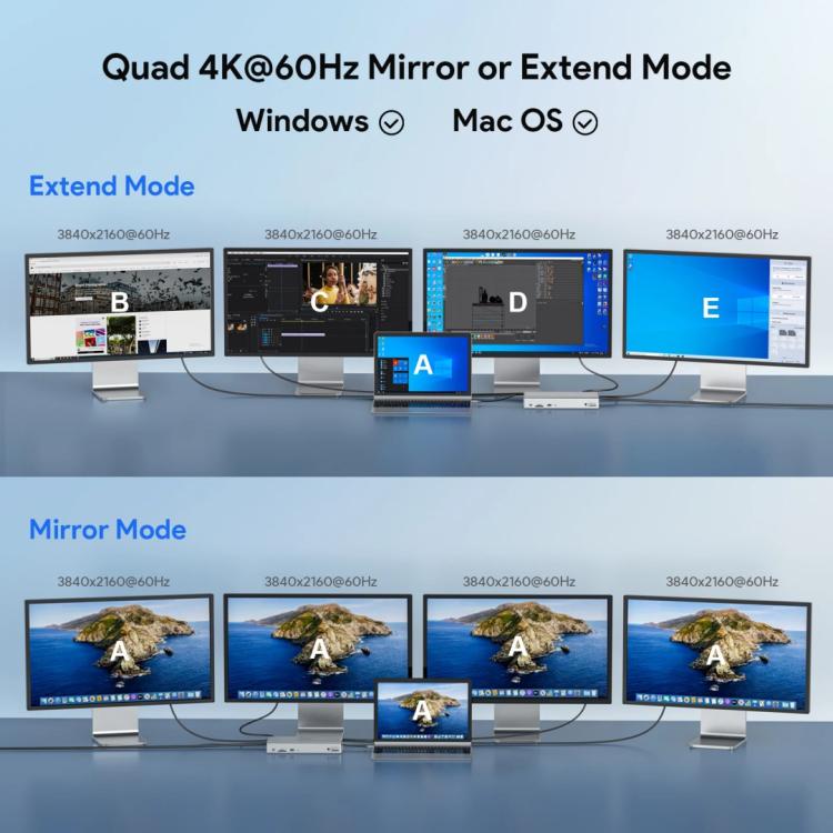 WAVLINK UG69PD12 DisplayLink Docking Station Quad  Monitors For Laptops M1 / M2 / Mac & Windows, Plug:EU Plug -  by WAVLINK | Online Shopping UK | buy2fix