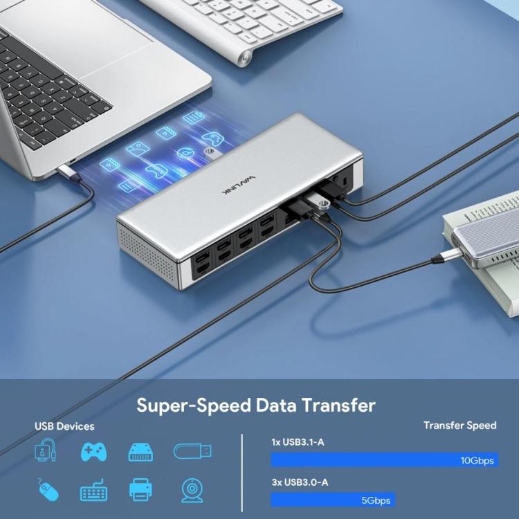 WAVLINK UG69PD12 DisplayLink Docking Station Quad  Monitors For Laptops M1 / M2 / Mac & Windows, Plug:UK Plug -  by WAVLINK | Online Shopping UK | buy2fix
