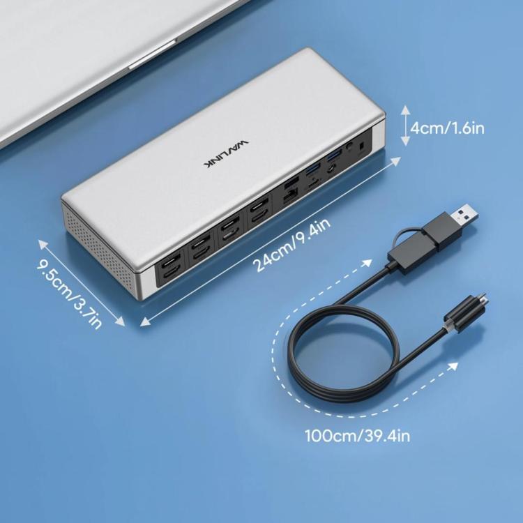 WAVLINK UG69PD12 DisplayLink Docking Station Quad  Monitors For Laptops M1 / M2 / Mac & Windows, Plug:UK Plug -  by WAVLINK | Online Shopping UK | buy2fix