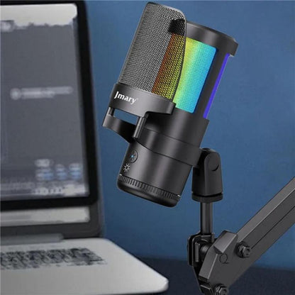 JMARY MC-PW13 360 Degree Rotating RGB Light Desktop Microphone - Microphone by Jmary | Online Shopping UK | buy2fix