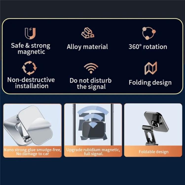 JMARY MH-82 Car Dashboard Zinc Alloy Foldable Magnetic Phone Holder - Universal Car Holders by Jmary | Online Shopping UK | buy2fix