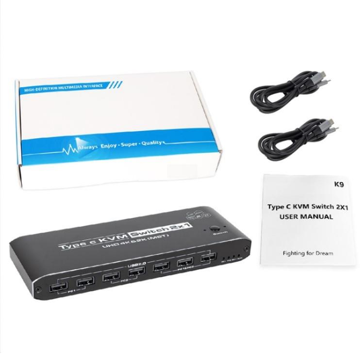 K9 2 In 1 Out HDMI Video Dual Display 2 Screen Expansion Adapter For Mac USB C KVM Switch - Switch by buy2fix | Online Shopping UK | buy2fix