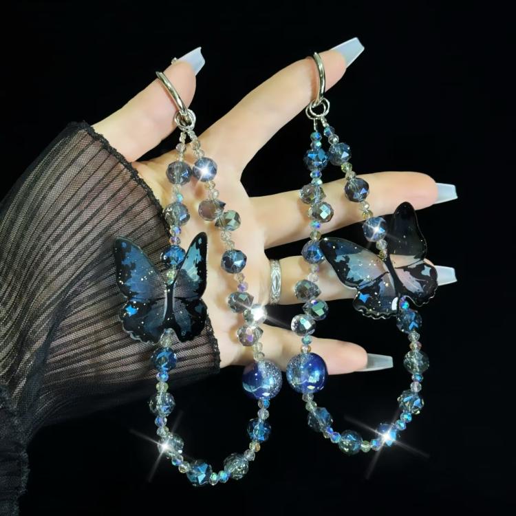 Three-Dimensional Nepalese Butterfly Mobile Phone Chain(Blue) - Lanyards & Wrist Straps by buy2fix | Online Shopping UK | buy2fix