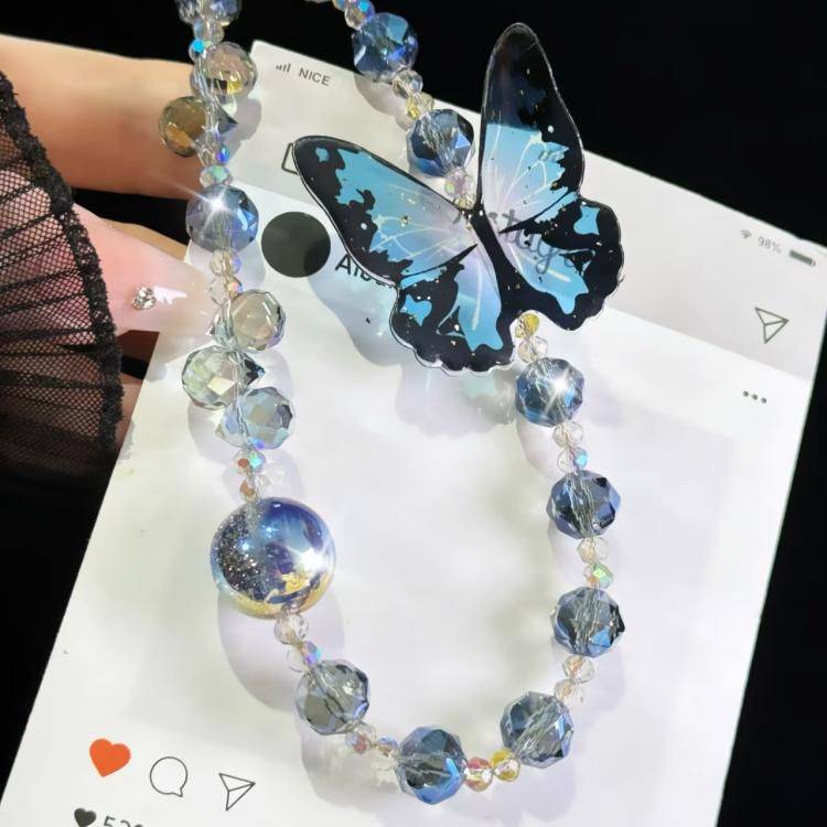 Three-Dimensional Nepalese Butterfly Mobile Phone Chain(Blue) - Lanyards & Wrist Straps by buy2fix | Online Shopping UK | buy2fix