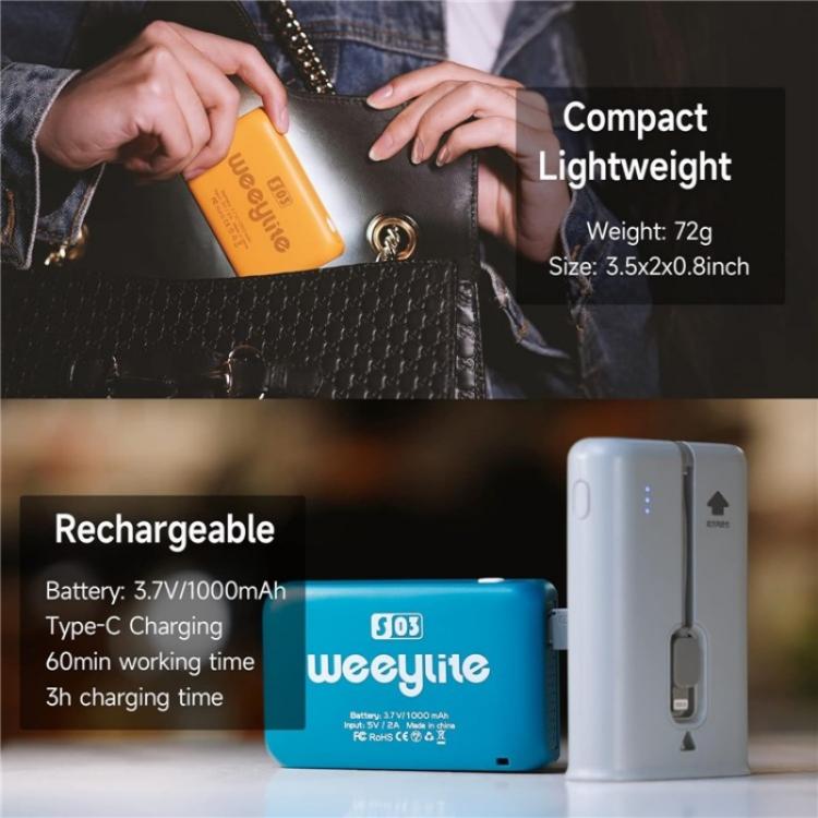 Weeylite S03 Portable RGB Light Video Live Streaming Photography Full Color Fill Light(Blue) - Selfie Light by buy2fix | Online Shopping UK | buy2fix