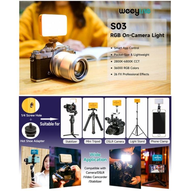 Weeylite S03 Portable RGB Light Video Live Streaming Photography Full Color Fill Light(Yellow) - Selfie Light by buy2fix | Online Shopping UK | buy2fix