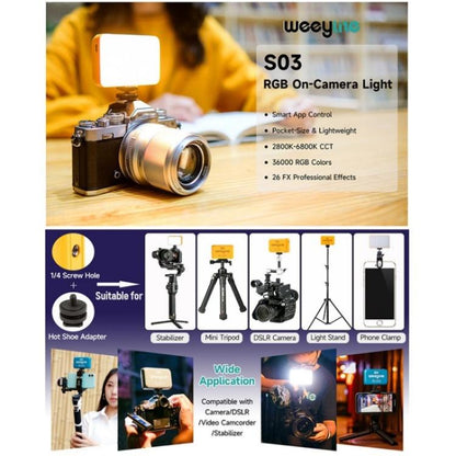 Weeylite S03 Portable RGB Light Video Live Streaming Photography Full Color Fill Light(Yellow) - Selfie Light by buy2fix | Online Shopping UK | buy2fix