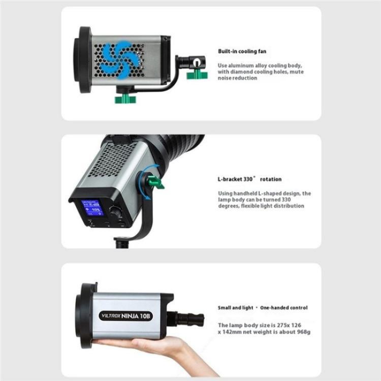 VILTROX Ninja 10B 2800-6800K Photography Studio Streaming Fill Light 120W LED Video Light(US Plug) -  by buy2fix | Online Shopping UK | buy2fix