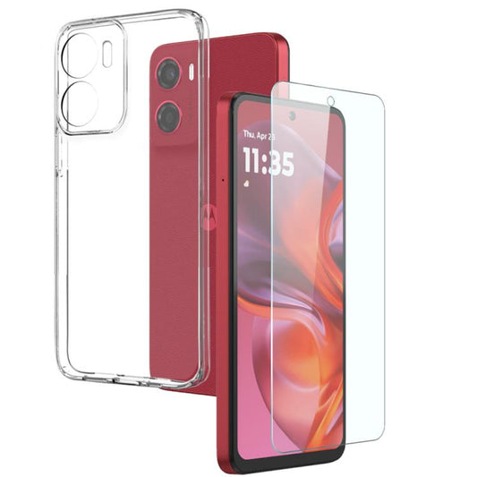 For Motorola Moto G05 / E15 NORTHJO 2 in 1 TPU Phone Case Screen Protector Tempered Glass Film(Clear) - Motorola Cases by NORTHJO | Online Shopping UK | buy2fix
