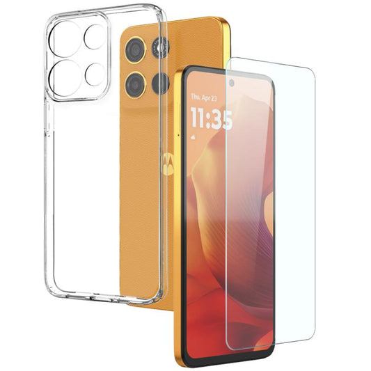 For Motorola Moto G15 NORTHJO 2 in 1 TPU Phone Case Screen Protector Tempered Glass Film(Clear) - Motorola Cases by NORTHJO | Online Shopping UK | buy2fix