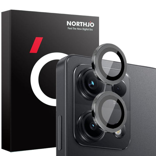 For Xiaomi Redmi Note 14S 4G NORTHJO Camera Lens Protector CD Metal Ring Tempered Glass Film(Black)