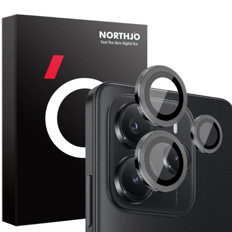 For Xiaomi Redmi Note 14 5G NORTHJO Camera Lens Protector CD Metal Ring Tempered Glass Film(Black) - Note 14 Tempered Glass by NORTHJO | Online Shopping UK | buy2fix