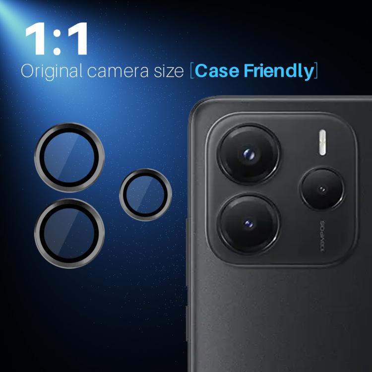 For Xiaomi Redmi Note 14 5G NORTHJO Camera Lens Protector CD Metal Ring Tempered Glass Film(Black) - Note 14 Tempered Glass by NORTHJO | Online Shopping UK | buy2fix