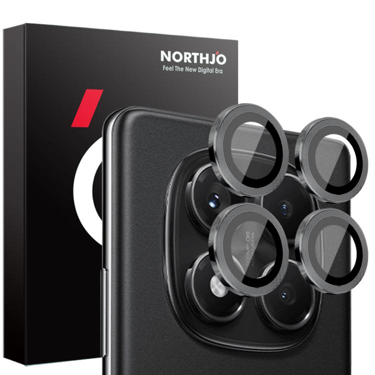 For Xiaomi Redmi Note 14 Pro 4G NORTHJO Camera Lens Protector CD Metal Ring Tempered Glass Film(Black) - Note 14 Pro Tempered Glass by NORTHJO | Online Shopping UK | buy2fix