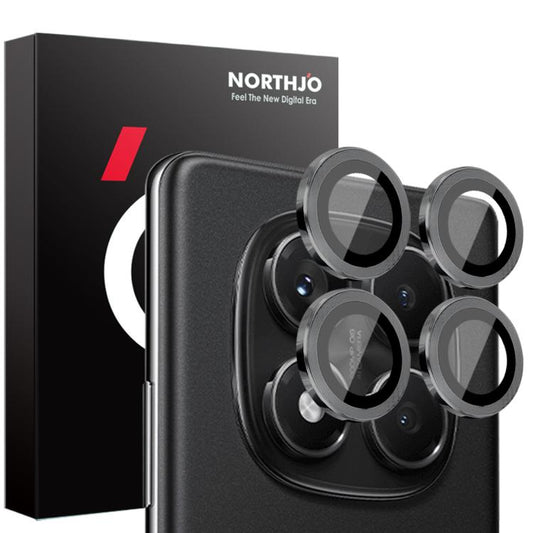For Xiaomi Redmi Note 14 Pro 4G NORTHJO Camera Lens Protector CD Metal Ring Tempered Glass Film(Black) - Note 14 Pro Tempered Glass by NORTHJO | Online Shopping UK | buy2fix