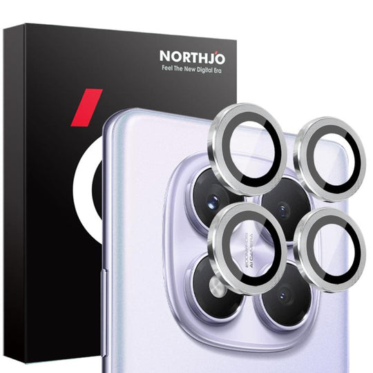 For Xiaomi Redmi Note 14 Pro 4G NORTHJO Camera Lens Protector CD Metal Ring Tempered Glass Film(Silver)