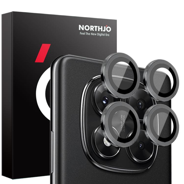 For Xiaomi Redmi Note 14 Pro 5G NORTHJO Camera Lens Protector CD Metal Ring Tempered Glass Film(Black) - Note 14 Pro Tempered Glass by NORTHJO | Online Shopping UK | buy2fix