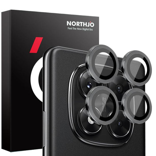 For Xiaomi Redmi Note 14 Pro 5G NORTHJO Camera Lens Protector CD Metal Ring Tempered Glass Film(Black)