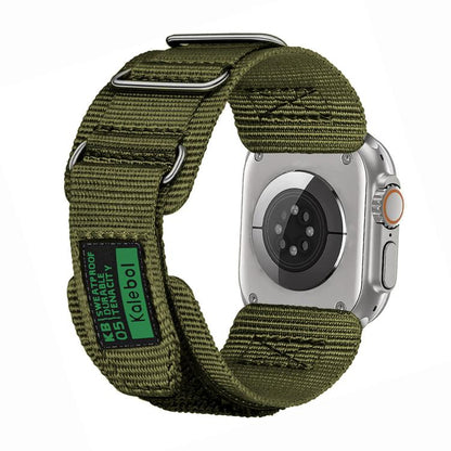 For Apple Watch 42mm / 41mm / 40mm / 38mm Kalebol Hook and Tri-Loop Nylon Watch Band(Army Green) - Watch Bands by Kalebol | Online Shopping UK | buy2fix