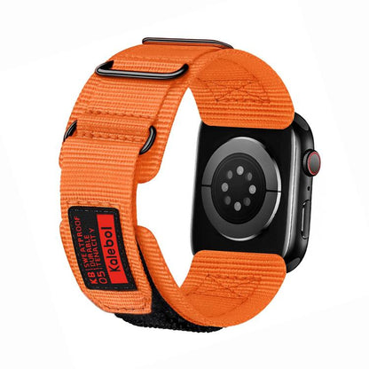 For Apple Watch 46mm / 49mm / 45mm / 44mm Kalebol Hook and Tri-Loop Nylon Watch Band(Orange) - Watch Bands by Kalebol | Online Shopping UK | buy2fix