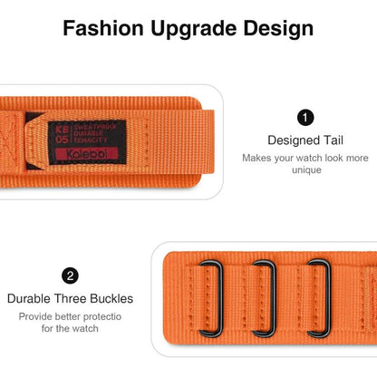 For Apple Watch 42mm / 41mm / 40mm / 38mm Kalebol Hook and Tri-Loop Nylon Watch Band(Orange) - Watch Bands by Kalebol | Online Shopping UK | buy2fix