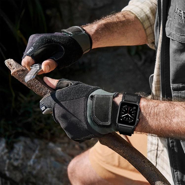 For Apple Watch 42mm / 41mm / 40mm / 38mm Kalebol Hook and Tri-Loop Nylon Watch Band(Black) - Watch Bands by Kalebol | Online Shopping UK | buy2fix