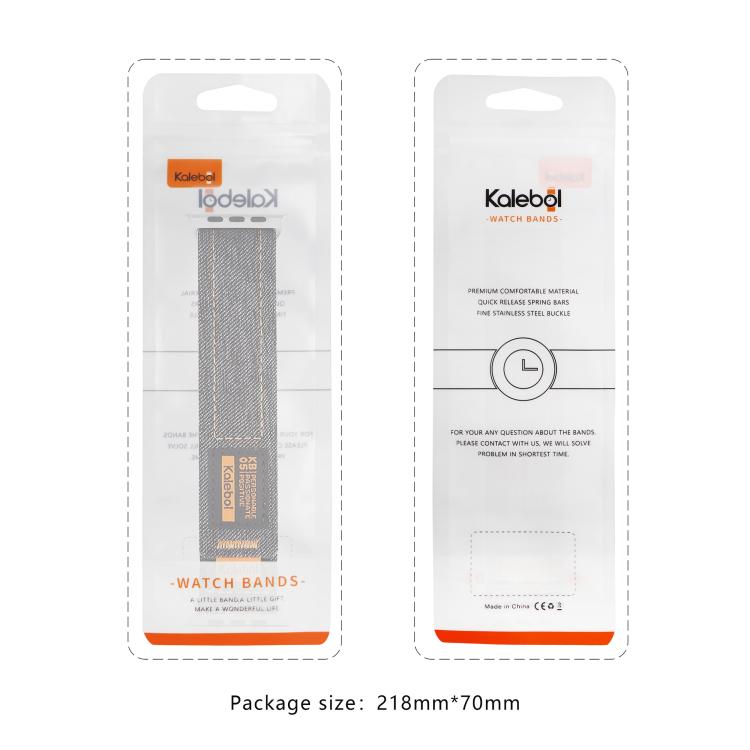 For Apple Watch 46mm / 49mm / 45mm / 44mm Kalebol Cool Denim Nylon Hook and Loop Fastener Watch Band(Black) - Watch Bands by Kalebol | Online Shopping UK | buy2fix