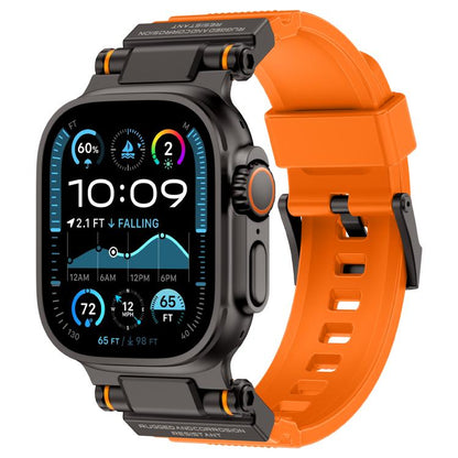 For Apple Watch 46mm / 49mm / 45mm / 44mm Kalebol Outdoor Explorer Metal Connector TPU Watch Band(Black Orange) - Watch Bands by Kalebol | Online Shopping UK | buy2fix