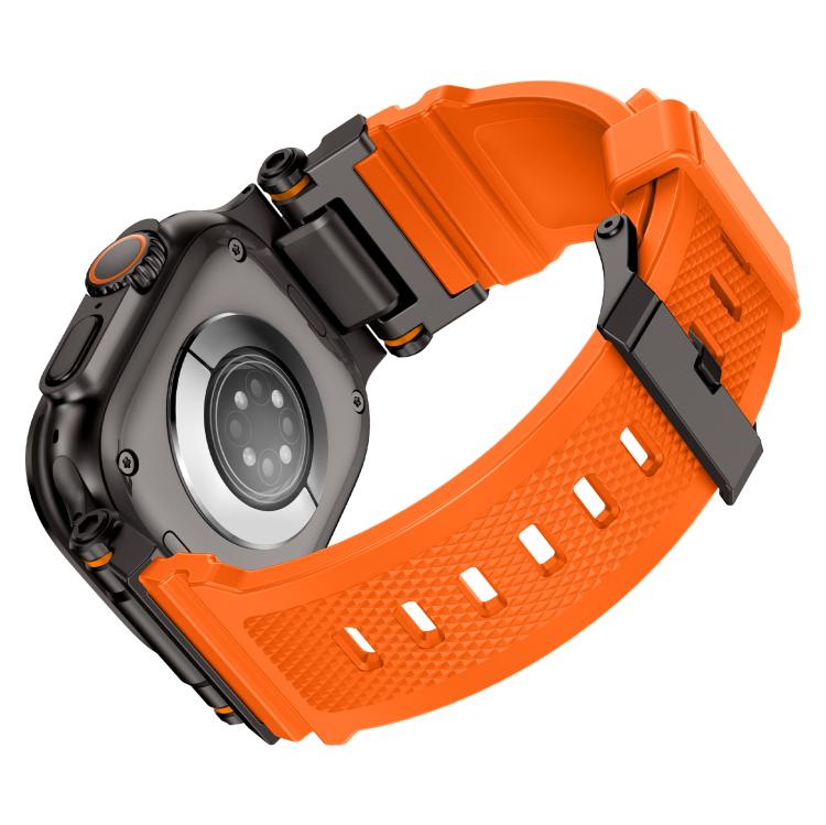 For Apple Watch 46mm / 49mm / 45mm / 44mm Kalebol Outdoor Explorer Metal Connector TPU Watch Band(Black Orange) - Watch Bands by Kalebol | Online Shopping UK | buy2fix