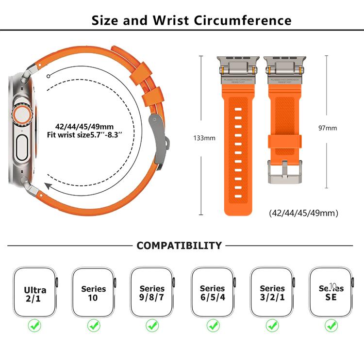 For Apple Watch 46mm / 49mm / 45mm / 44mm Kalebol Outdoor Explorer Metal Connector TPU Watch Band(Black Orange) - Watch Bands by Kalebol | Online Shopping UK | buy2fix