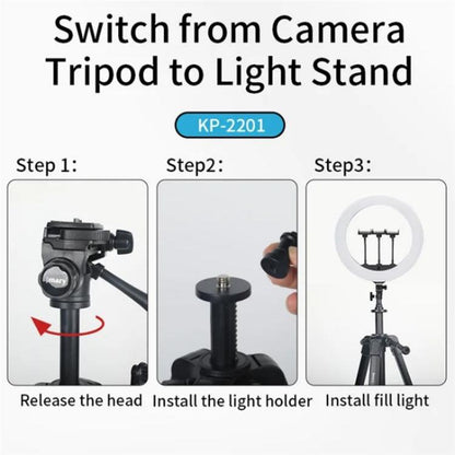 JMARY KP-2201 Portable 1.7m Adjustable Stand Smartphone / Camera Live Photography Tripod - Tripods by Jmary | Online Shopping UK | buy2fix