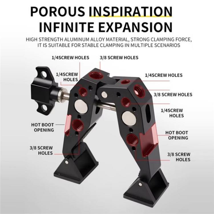 F084 Metal Hot Shoe Mount Multi-Function Crab Clamp Universal Photography Light Stand Clamp -  by buy2fix | Online Shopping UK | buy2fix