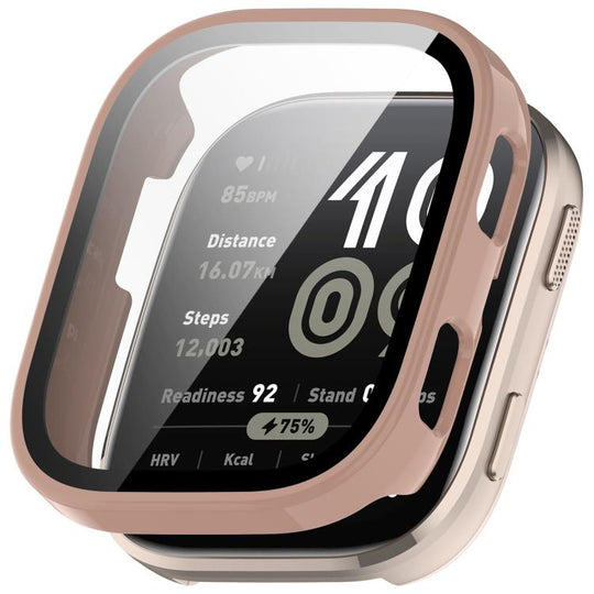 For Amazfit Bip 6 Tempered Film Integrated PC Watch Protective Case(Glossy Cherry pink)