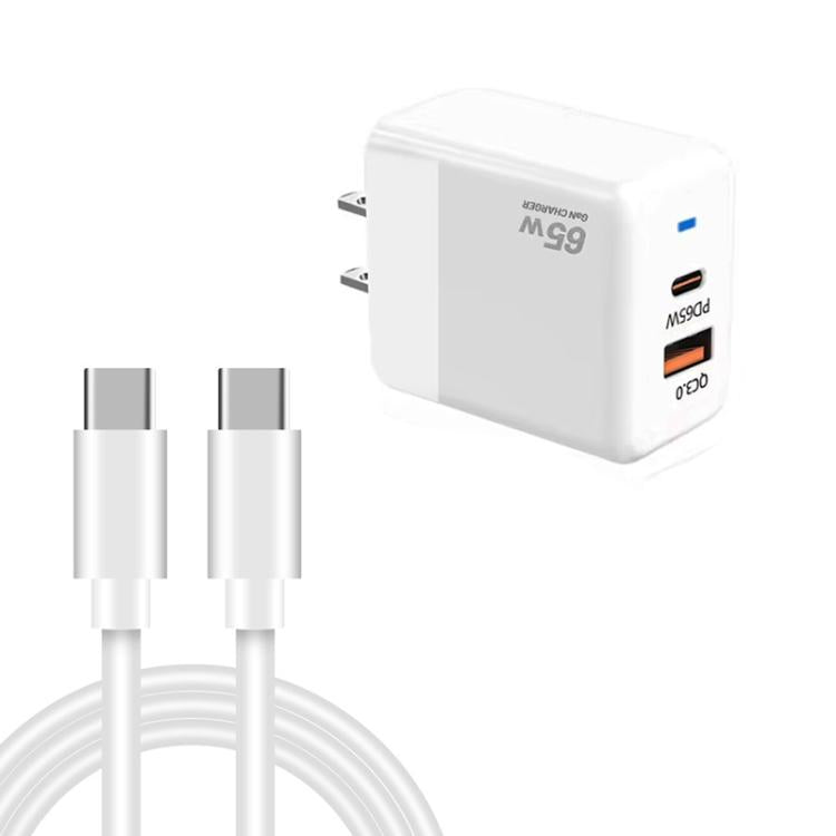 PD41 GaN PD 45W + USB Charger with Type-C to Type-C Data Cable , US Plug(White) - USB Charger by buy2fix | Online Shopping UK | buy2fix