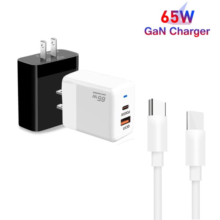 PD41 GaN PD 45W + USB Charger with Type-C to Type-C Data Cable , US Plug(White) - USB Charger by buy2fix | Online Shopping UK | buy2fix